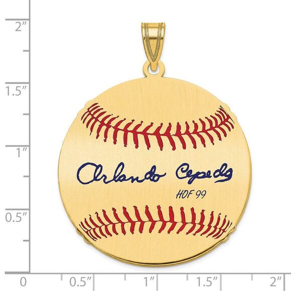 14K Gold Plated Orlando Cepeda Signature LG Enamel Baseball Pendant